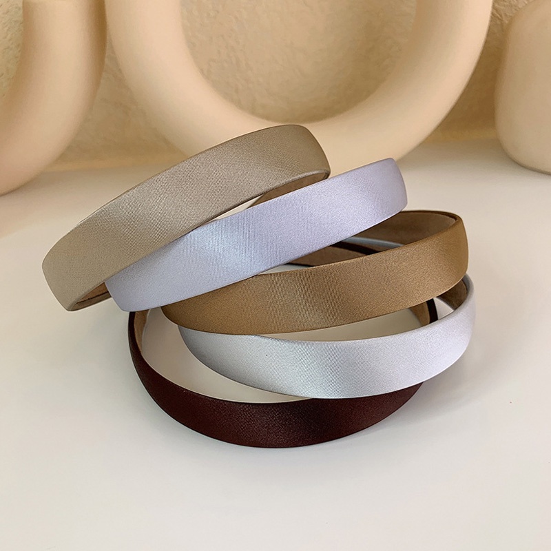 Băng đô cài tóc vải satin mỏng màu trơn đính kim tuyến lấp lánh kiểu Hàn Quốc