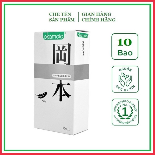 Bao Cao Su Siêu Mỏng Tinh Khiết Okamoto Purity Skinless Nhật Bản