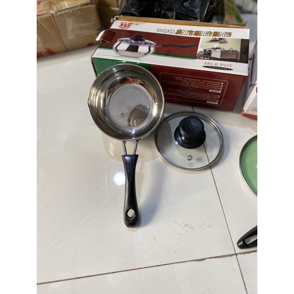 Nồi nấu bột nấu cháo 2 đáy inox - quánh nấu bột cho bé 12cm và 14cm