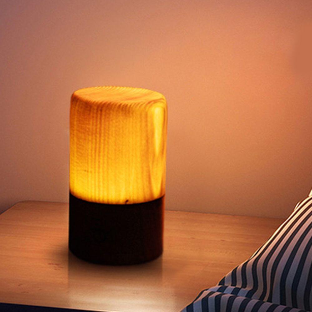 Đèn Ngủ Bằng Gỗ Ánh Sáng Trắng Vàng