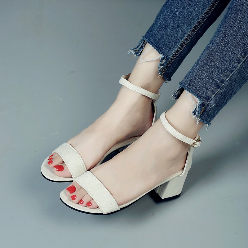 Giày nữ IELGY có gót hở ngón đơn giản thanh lịch thời trang Hàn Quốc