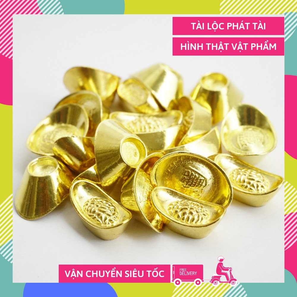 Thỏi vàng Thần Tài đồng mạ vàng tài lộc giàu có - Nhiều size đặt bàn thờ Thần Tài