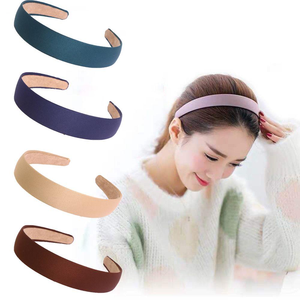 Băng Đô Bản Rộng Bằng Satin Màu Trơn Thời Trang Cho Nữ