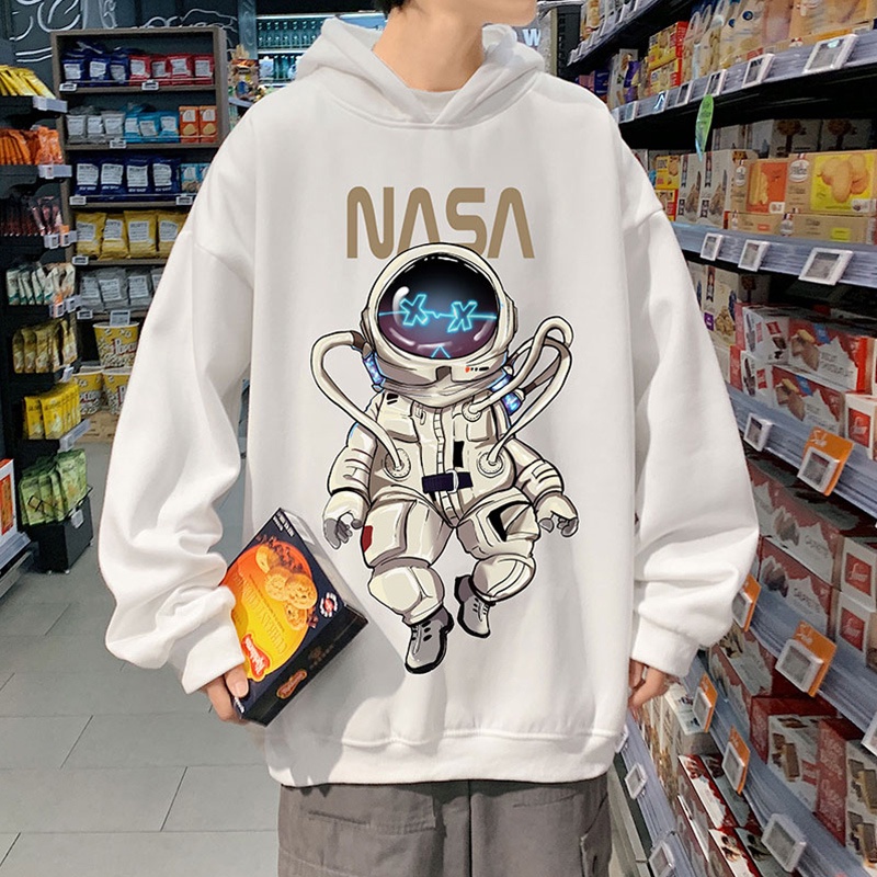 Áo hoodie dáng rộng in hình phi hành gia thời trang cao cấp cho nam và nữ