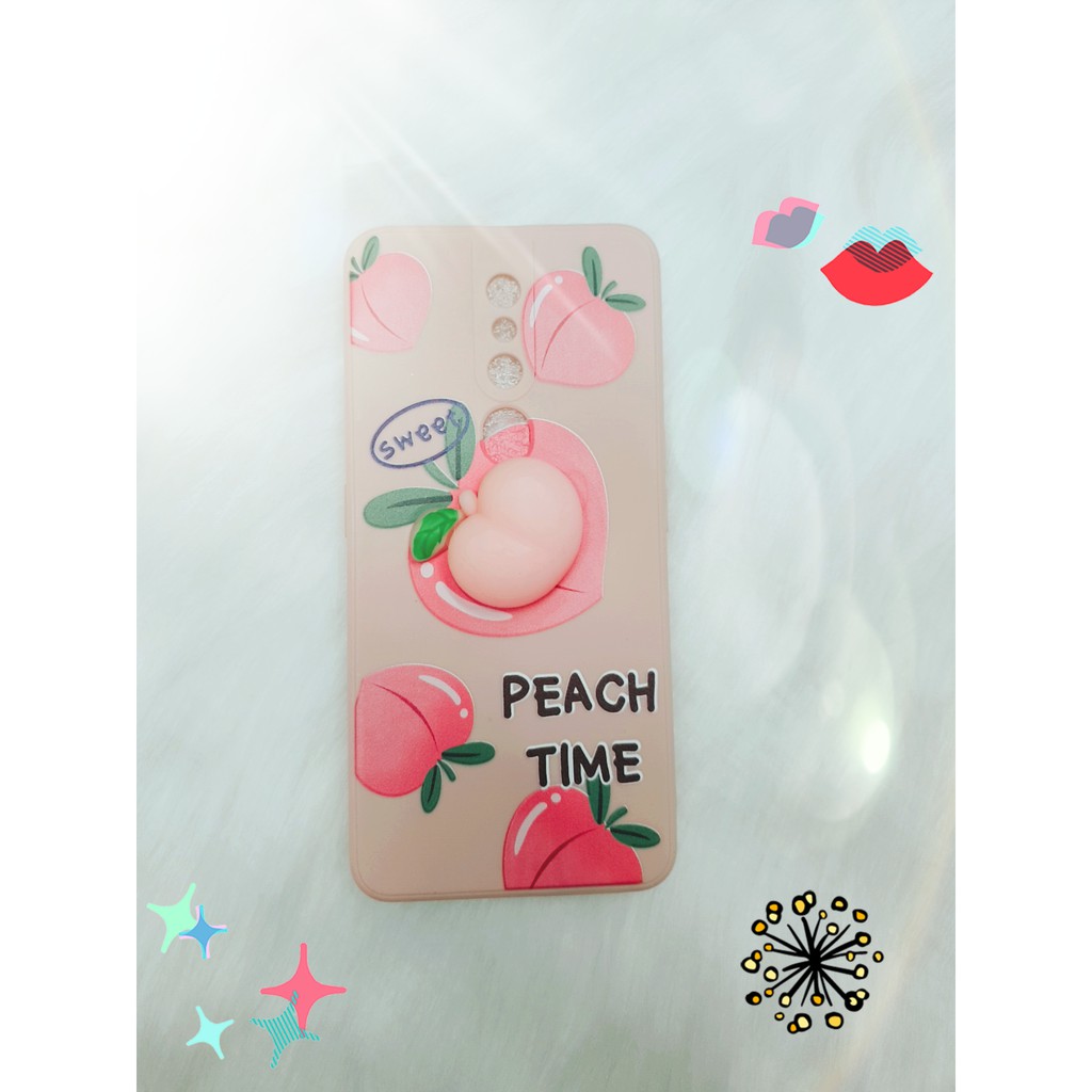 Ốp điện thoại viền vuông in gắng hình trái đào hồng dành cho điện thoại iphone/oppo/samsung