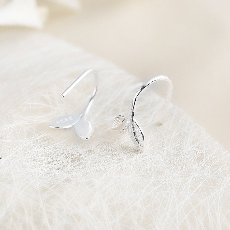 Bông tai bạc nữ hình đuôi cá dạng móc chuẩn bạc DaLiA Jewelry khuyên tai bạc 925 không gỉ
