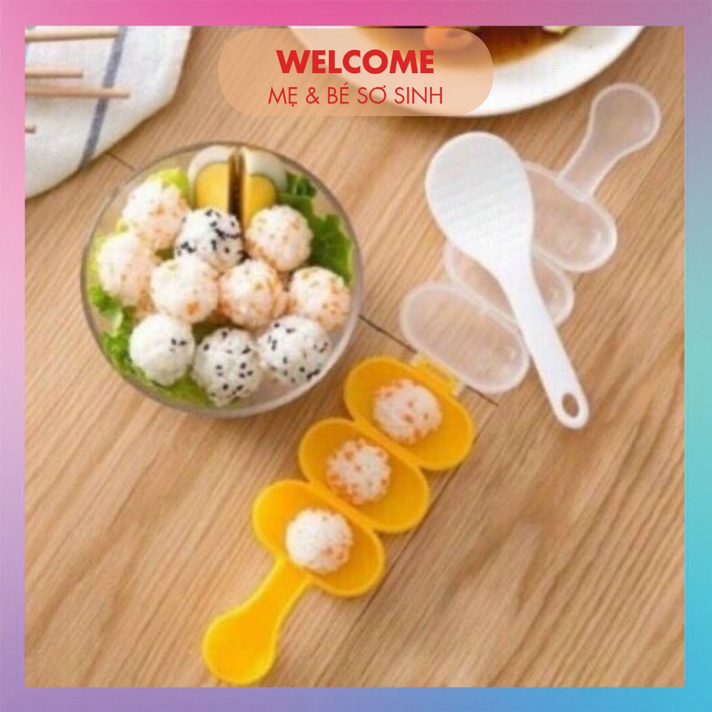 Bộ khuôn lắc cơm tạo hình cơm nắm cho bé ăn dặm kèm thìa