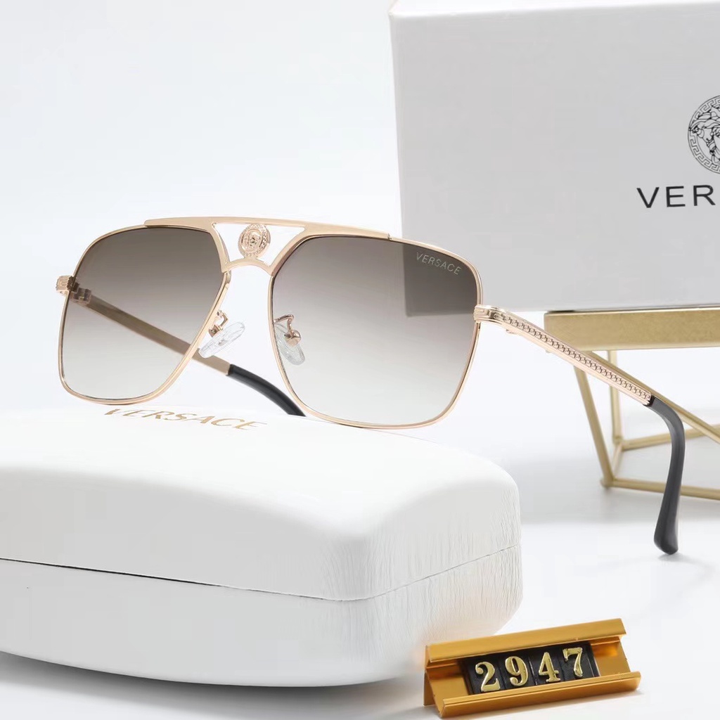 Kính Mát Gọng Cong Bằng Kim Loại 2022 Versace Chống Tia UV400 Sang Trọng Cho Nam Và Nữ