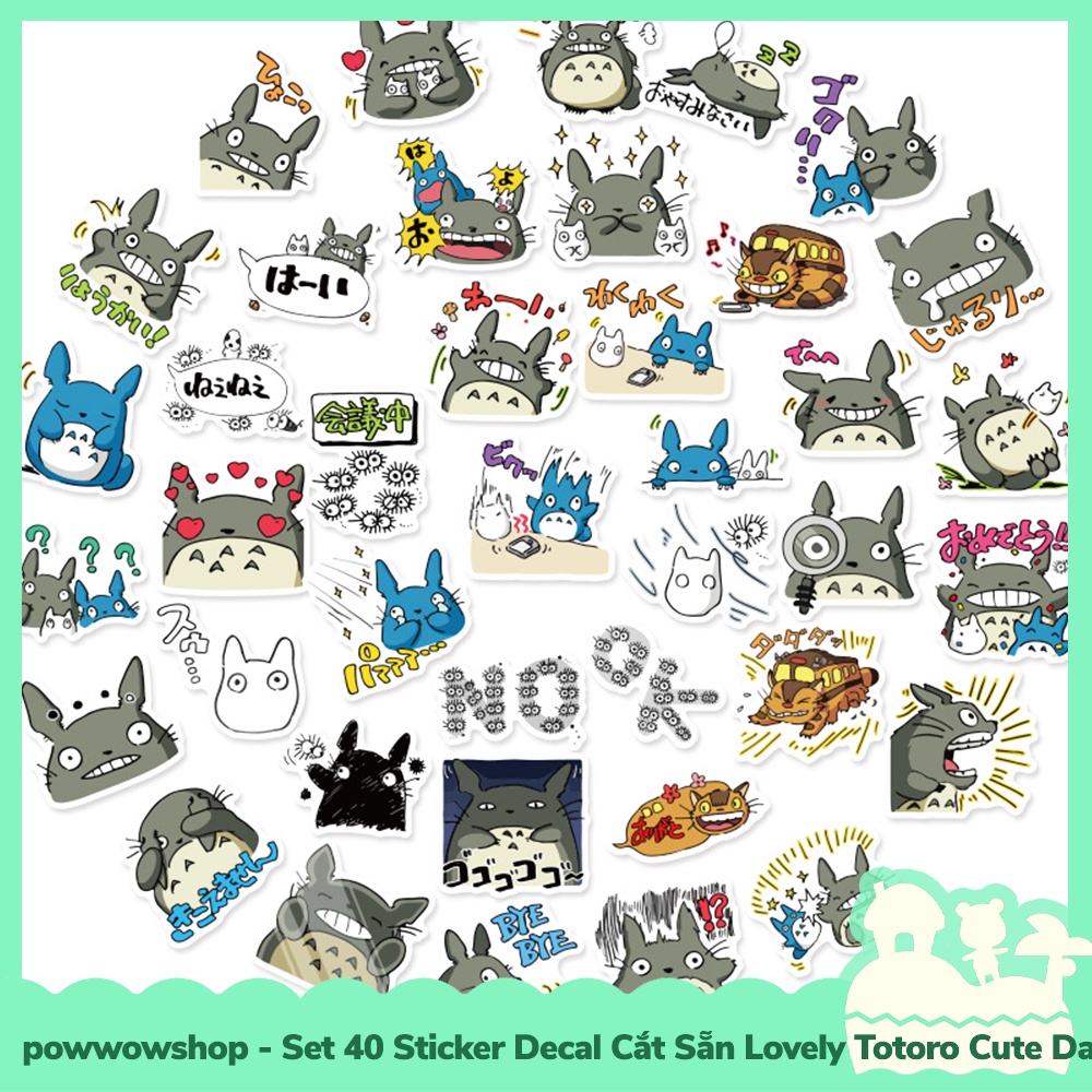 [Sẵn VN - Hỏa Tốc] Set 40 Sticker Mini Decal Dán Trang Trí Vật Dụng Mẫu Lovely Totoro Cute Days