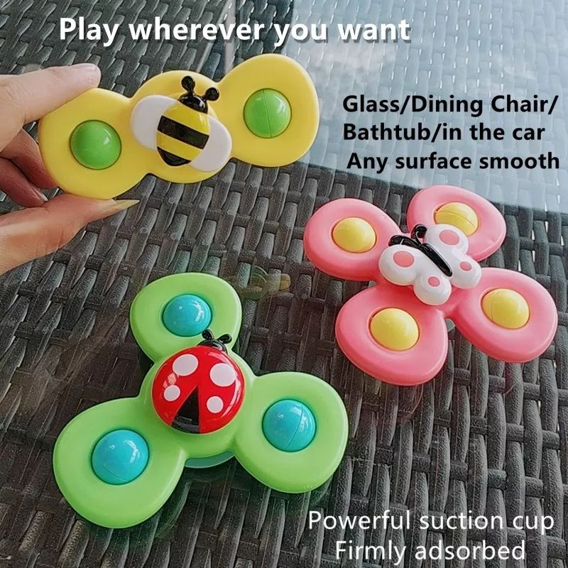 Set 3 Con Quay Spinner Vui Nhộn Cho Bé, Đồ Chơi Chong Chóng Dính Tường Spinner 2 3 4 Cánh