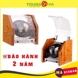 Hộp Đựng Đồng Hồ Cơ 2 Xoay Vỏ Gỗ Tre - Mã 820BAB