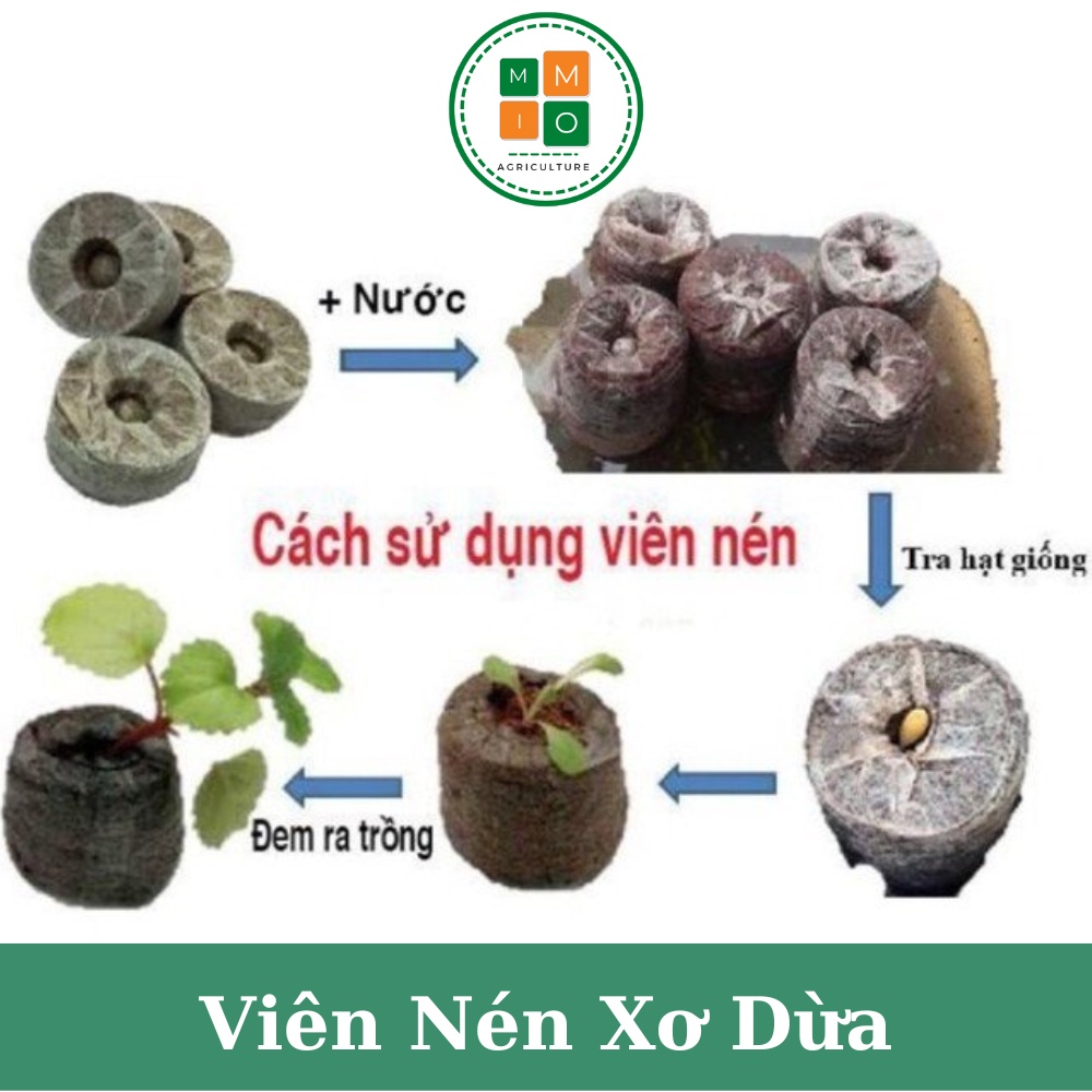 Viên nén xơ dừa (1 viên) - Ươm hạt giống cây trồng, giâm chiết cành siêu tiện lợi