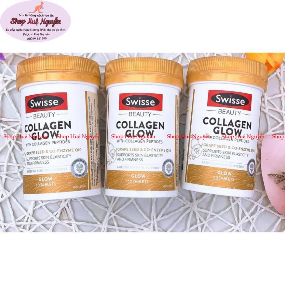 Viên uống đẹp da Swisse Beauty Collagen Glow With Collagen peptides 60 tablets