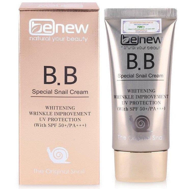 Kem nền ốc sên BB Cream Benew siêu mịn, tông tự nhiên Hàn quốc 50ml/Hộp - Mỹ phẩm chính hãng