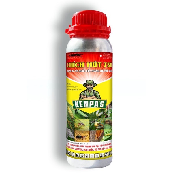 Thuốc diệt trừ bọ xít muỗi, rầy thánh giá. bọ trĩ, ruồi vàng .Chích hút 750-Kenpas.Chai 450ml