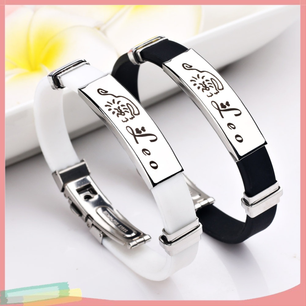 Vòng Tay Silicone Hoạ Tiết 12 Cung Hoàng Đạo Có Khóa Điều Chỉnh Được Dành Cho Nam Và Nữ