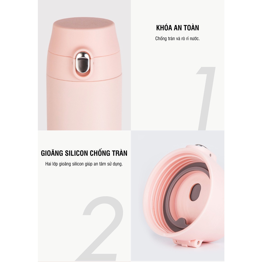 Bình giữ nhiệt Lock&Lock 500ml Featherlight One Touch Tumbler mở nắp một chạm LHC3257 - TRUCANHSG