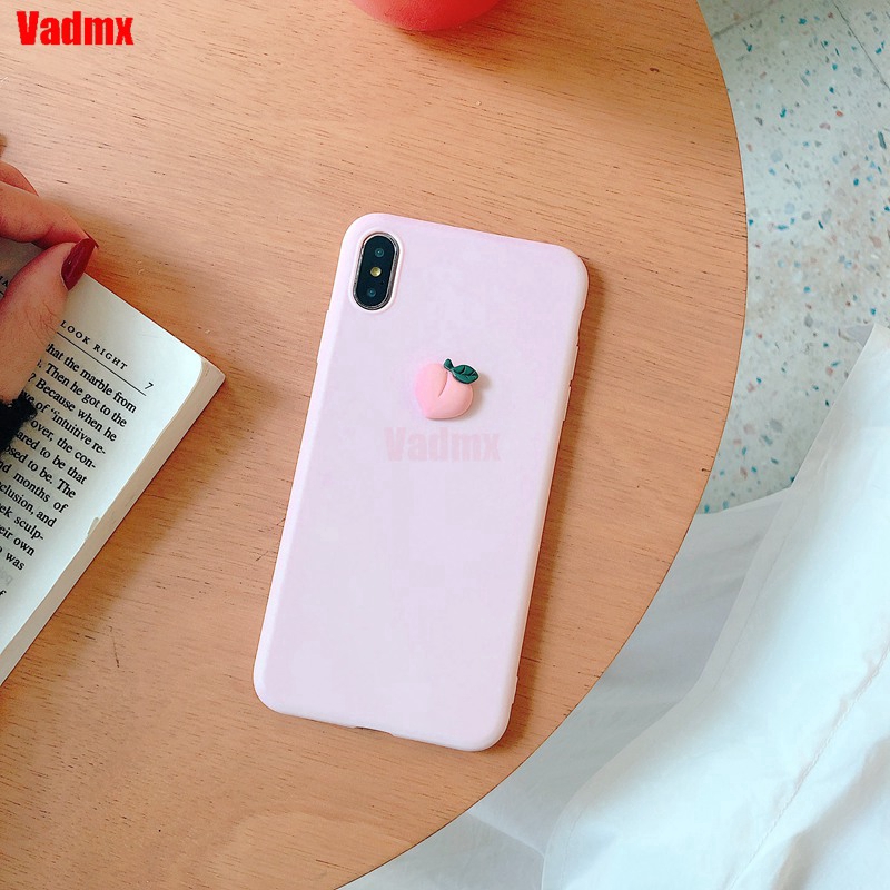 Ốp điện thoại họa tiết chuối/đào 3D dễ thương cho OPPO F17 A73 2020 A57 A39 A37 Neo 9 A77 F3 F5 A73 A71 F1s 2017