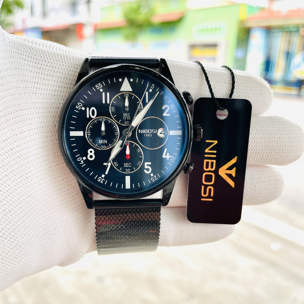 ĐỒNG HỒ NAM DÂY LƯỚI HIỆU NIBOSI CHÍNH HÃNG FULL BOX CHẠY ĐỦ 6 KIM LỊCH NGÀY VÀ THỨ | BigBuy360 - bigbuy360.vn