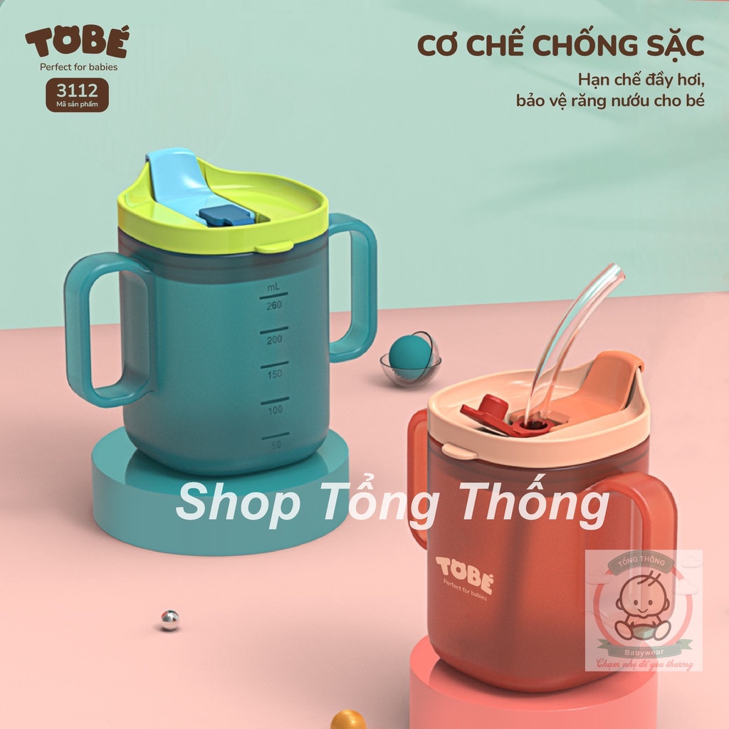 Cốc tập uống Tobe cao cấp an toàn hai giai đoạn giúp chống sặc và bảo vệ răng nướu cho bé yêu hàng chính hãng 100% 3112