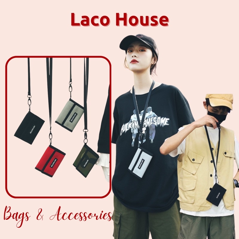 Ví mini HEYMISTER kèm dây đeo cổ phong cách streetwear unisex VI03