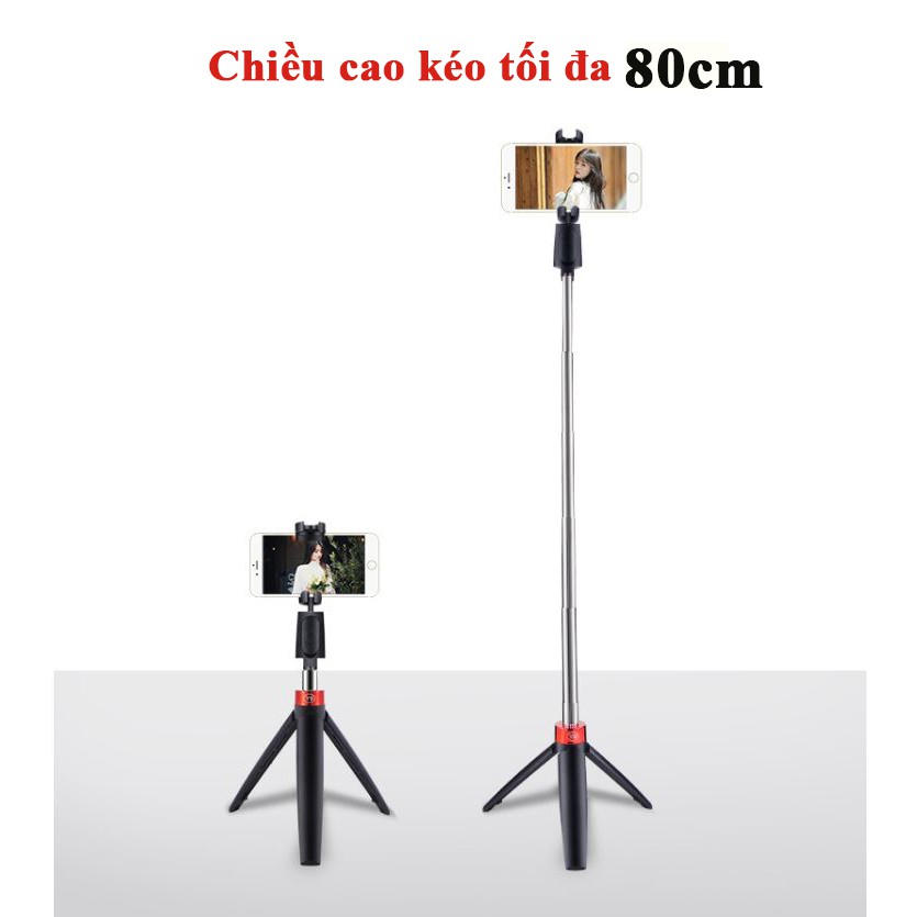 Gậy tự sướng bluetooth và chân tripod livestream, quay tiktok cao cấp. Dài 80cm, dùng cho cả ios và android