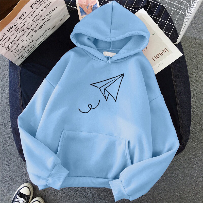 Áo Nỉ Hoodie In Hình Máy Bay Giấy Cute Áo From Rộng Unisex Phong Cách Ulzzang HOT TREND BB HOODIE