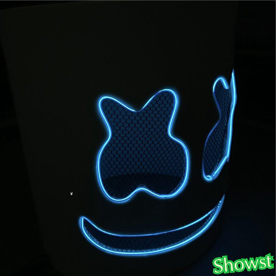 Mặt nạ đeo đầu đèn Led phát sáng phong cách DJ Marshmallow dùng cho Halloween