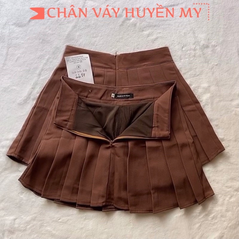 Chân váy xếp ly tennis màu nâu HUYENMY chất vải tuyết mưa cao cấp | BigBuy360 - bigbuy360.vn