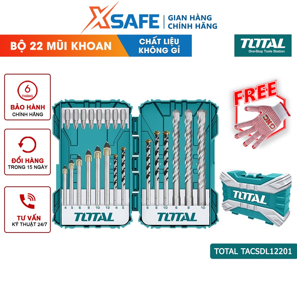 Bộ mũi khoan và mũi bắt vít đa năng 22 chi tiết TOTAL TACSDL12201