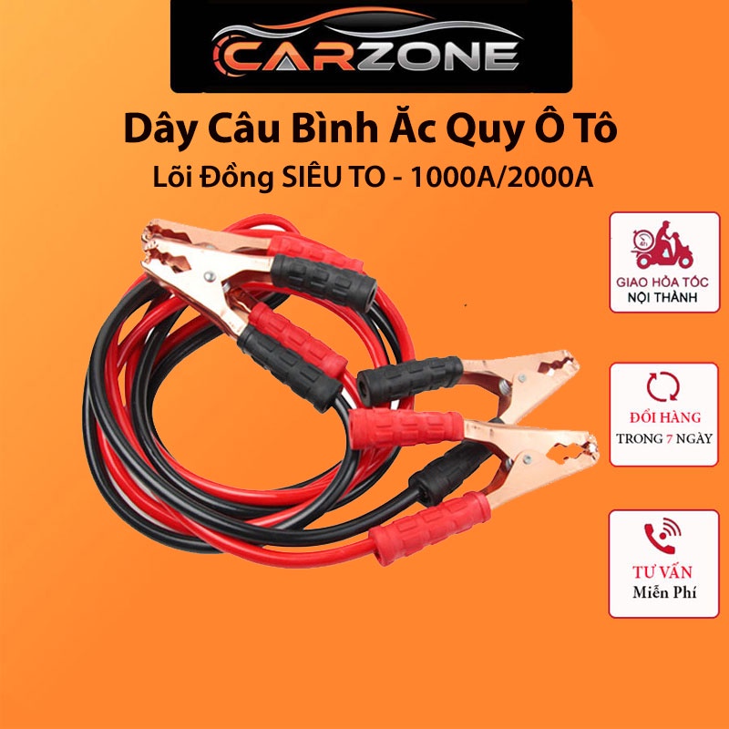 Dây Câu Bình Ắc Quy Ô Tô 500A-1000A Lõi Đồng ,Dây Dài 2,2M CARZONE.TOP