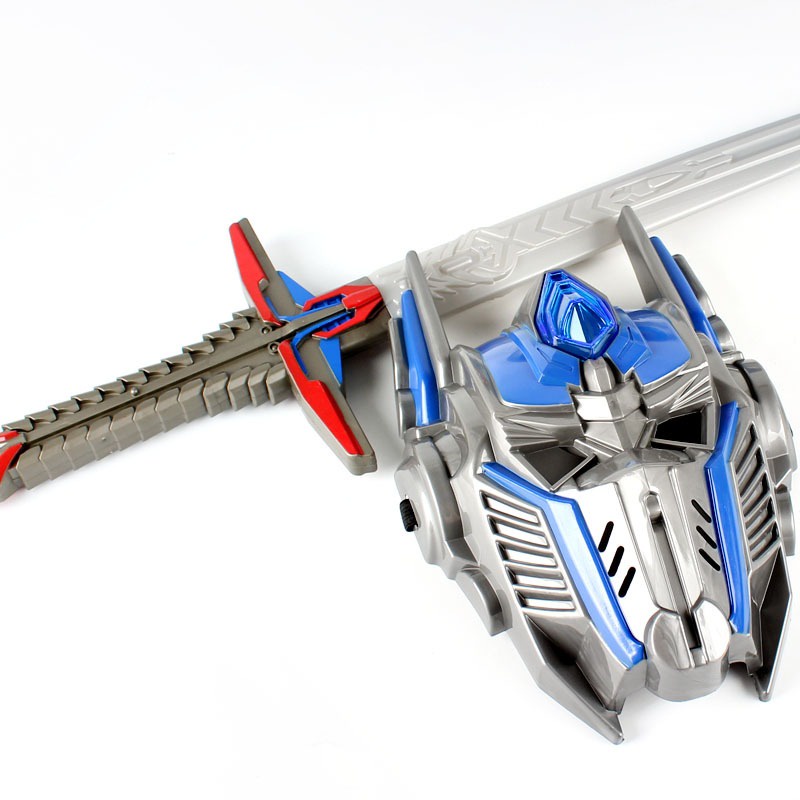 Đồ chơi Kjếm laser ánh sáng và mặt nạ phát sáng hóa trang siêu robot biến hình nhân nhân vật Optimus transformer