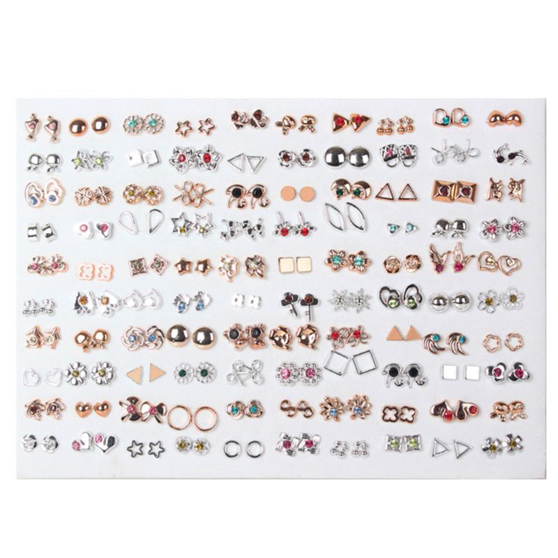 ✿INN 100Pairs Assorted Styles Mini Kids Earrings Plastic Hypoallergenic Stud Ear Accessories Lot