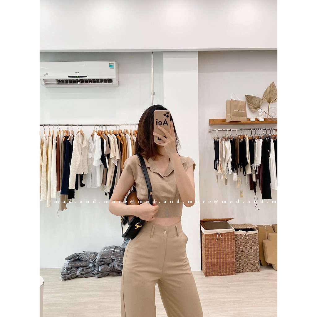 crop polo cộc tay đen - trắng - nude | BigBuy360 - bigbuy360.vn