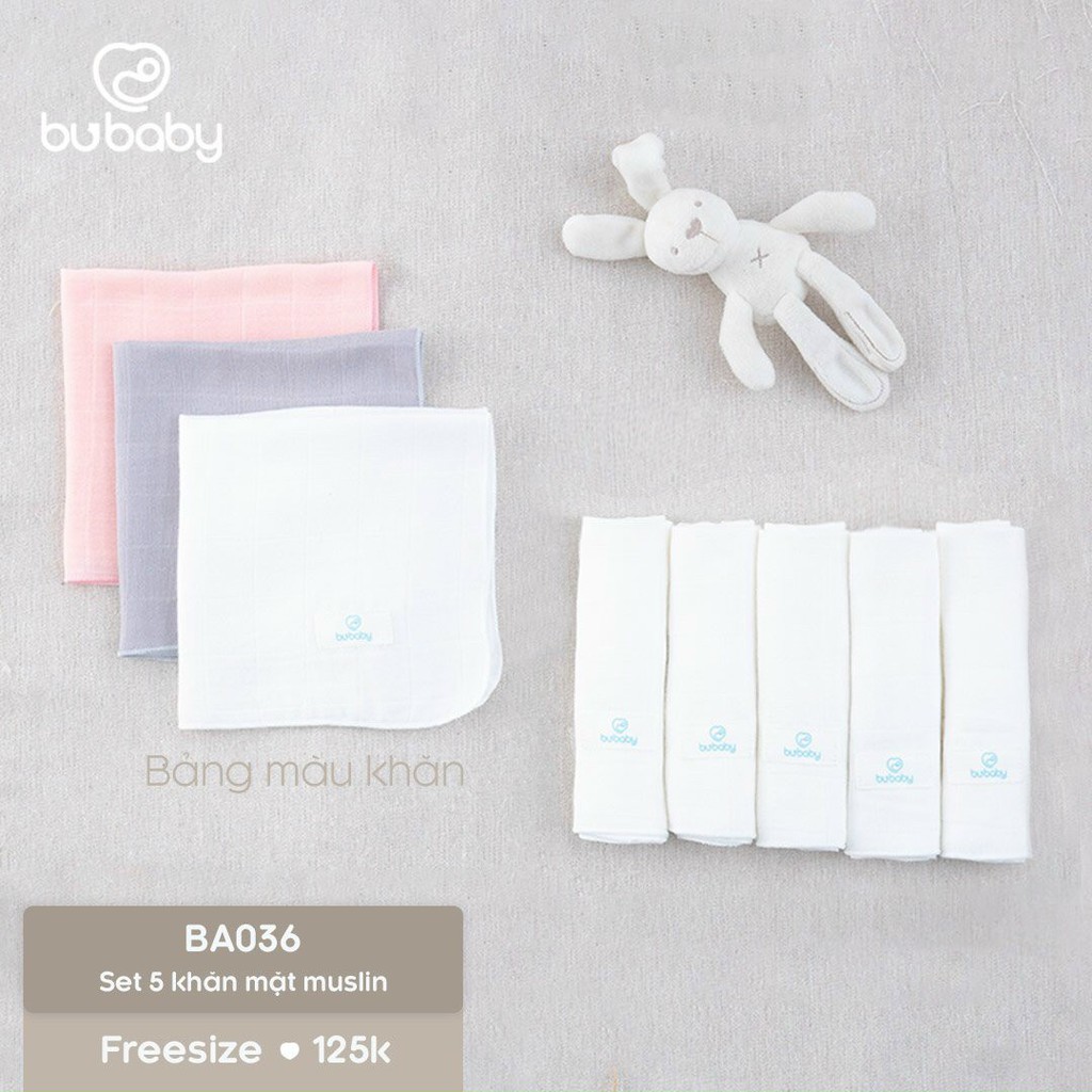 [BU 2021]. Set 5 khăn sữa muslin cao cấp BU baby {giá trải nghiệm}