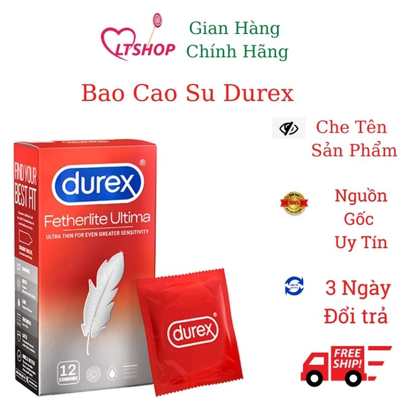 Bao Cao Su Durex Fetherlite Ultima  siêu mỏng kéo dài thời gian hộp 12 cái