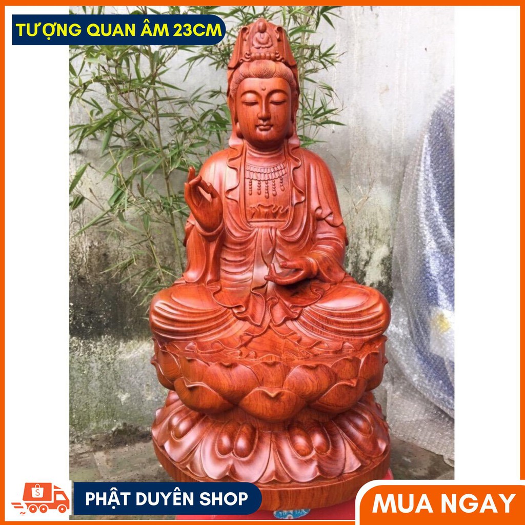 Tượng phật bà quan âm ngồi đài sen (gỗ hương) nguyên khối hàng cao cấp