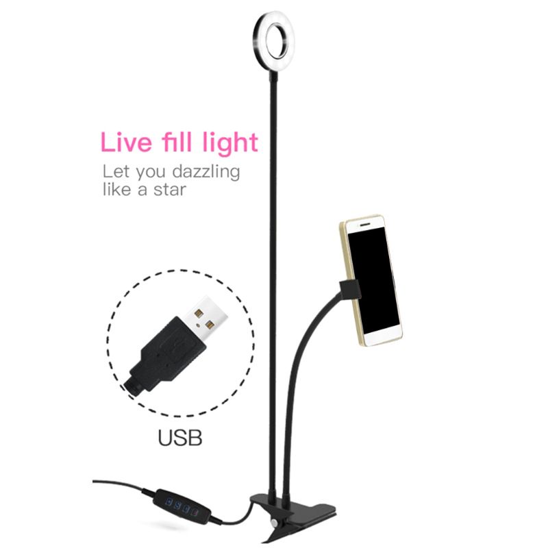 Vòng Đèn LED 24 Bóng Có Giá Đỡ Hỗ Trợ Live Stream / Trang Điểm