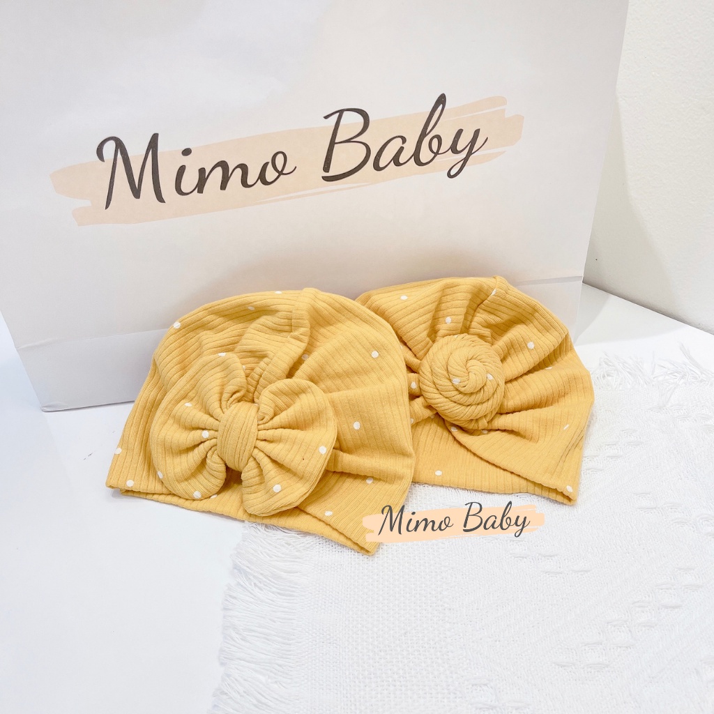 Mũ nón turban nền vàng chấm bi đáng yêu cho bé gái 6-10kg MTB83 Mimo Baby