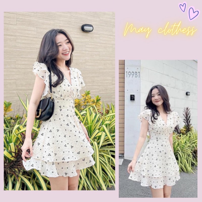 Đầm - Váy vân tơ cánh tiên babydoll đan ngực 2 lớp có ảnh thật