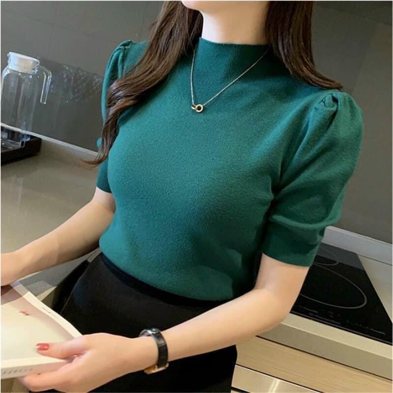 Áo len tăm cộc tay phồng quảng châu nhiều màu sắc B85