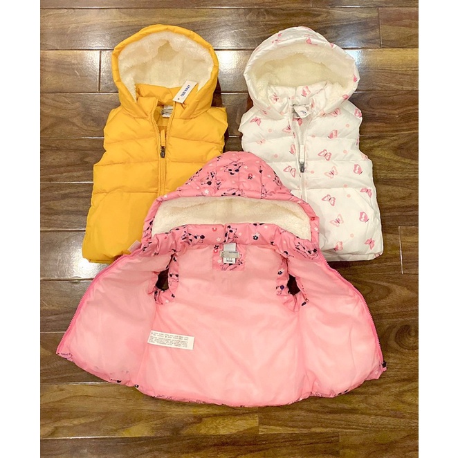 Áo phao gile mũ lông OLD NAVY dư xịn cho bé gái 12-20kg