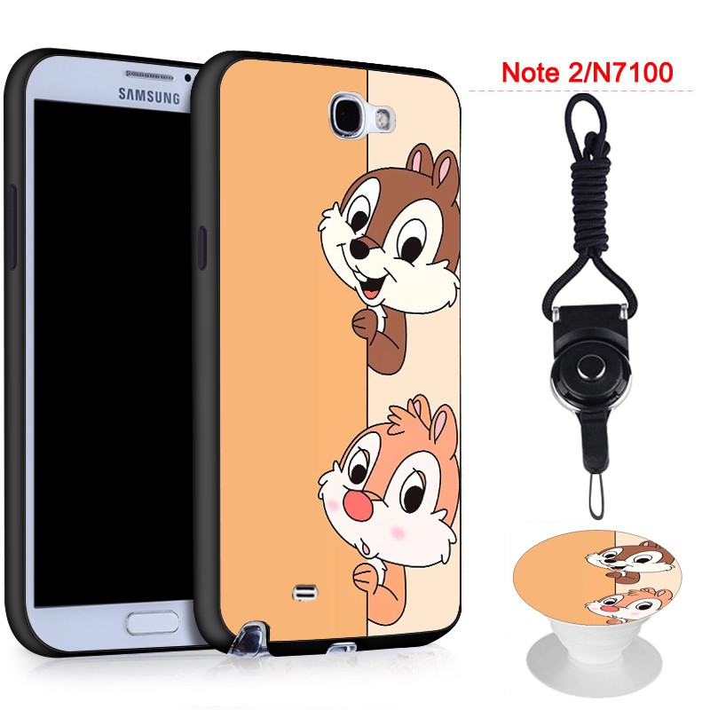 Mới Ốp Điện Thoại Silicon Mềm Họa Tiết Hoạt Hình Có Dây Đeo Và Giá Đỡ Cho Samsung Galaxy Note 2 / N7102 / N7100