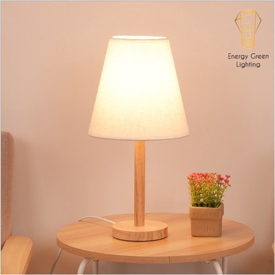 Đèn ngủ Energy Green Lighting để bàn thân gỗ choá vải kiểu dáng cổ điển TN866 - Đèn bàn cao 40cm trang trí căn phòng