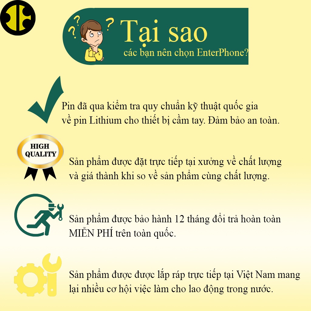 Pin dùng cho điện thoại 5G/ 5S/ 5SE/ 6/ 6S/ 6 Plus/ 6S Plus 7/ 7 Plus/ 8 /8 Plus/ X Enter bảo hành 12 tháng