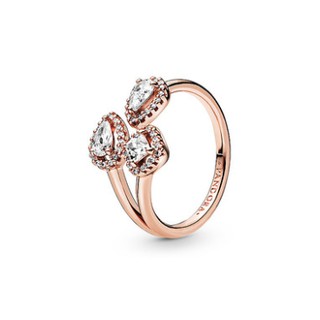 Silver Rose Gold Bead Open Ring