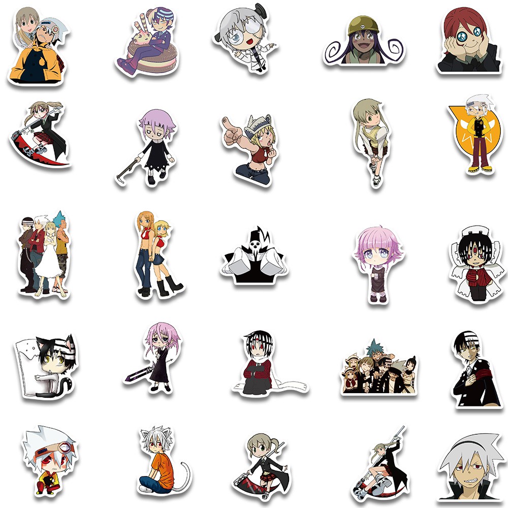 Bộ 50 miếng dán họa tiết Anime Soul Eater độc đáo trang trí vali laptop ván trượt DIY