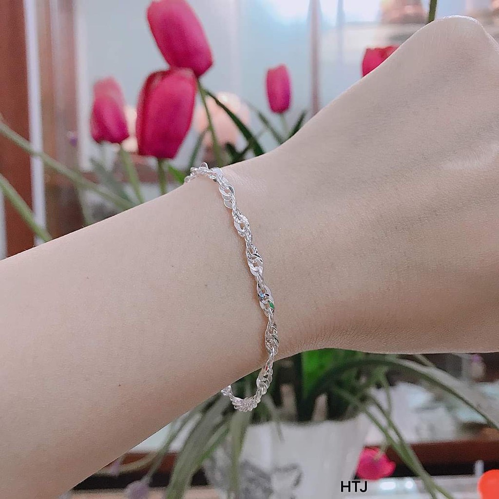 Lắc tay nữ, bạc cao cấp, hàng dày dặn kiểu dáng phay bóng mã 147