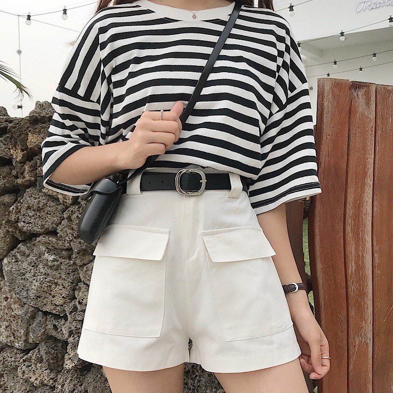 [Size S]Quần Shorts Khaki nữ lưng cao Ulzzang Quảng Châu QNJ37