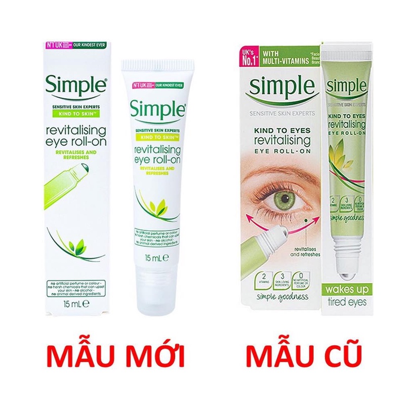 Lăn Dưỡng Mắt Simple Kind To Skin Revitalising Eye Roll - On (15ml)